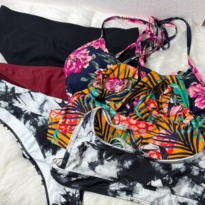 Bundle Bikini Tops Bottoms Summer Beach Floral, Tropical & Tie-Dye Mix